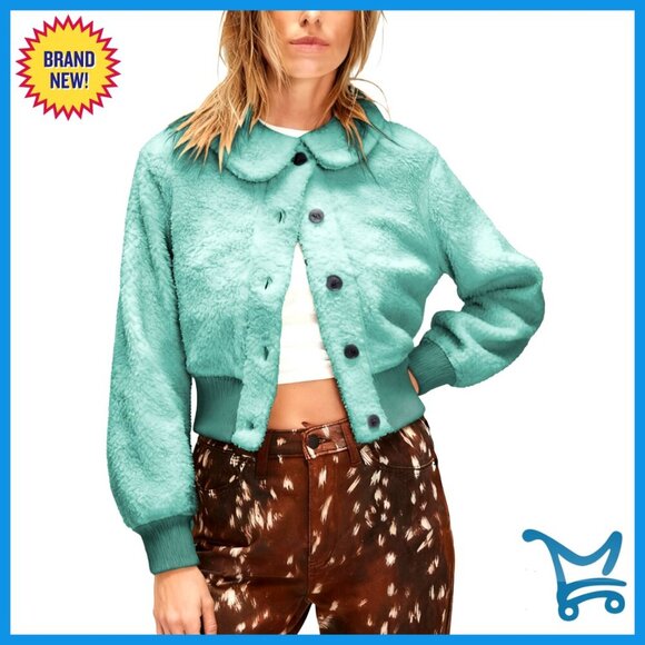 Jackets & Blazers - Faux Sherpa Fleece Jacket Long Sleeve Button Down Coat Fluffy Outerwear with